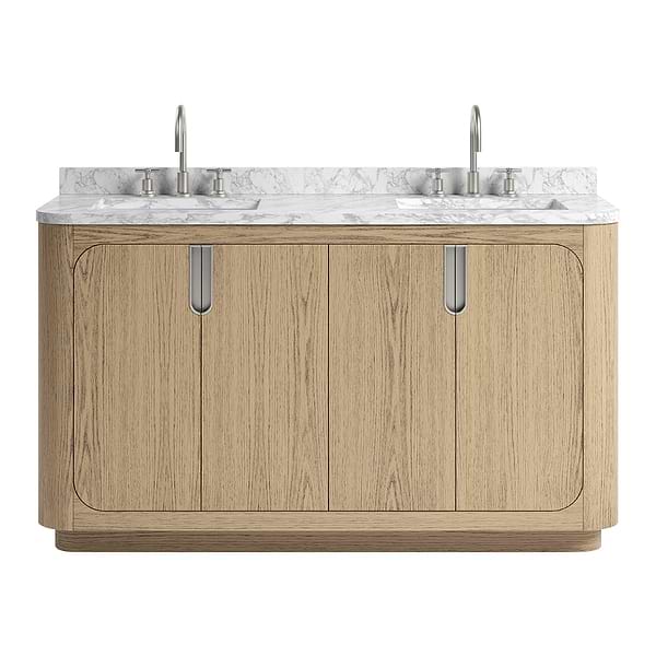 TileBar Studio Vanities Corbin Medium Ash 60" Double Vanity with Carrara Marble Top