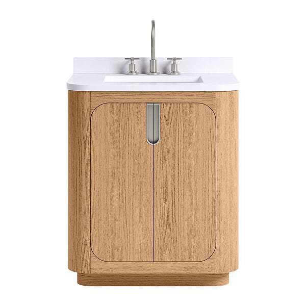 Corbin Medium Ash 30" Single Vanity with White Quartz Top by TileBar Studio Vanities, View 2, open zoomed image