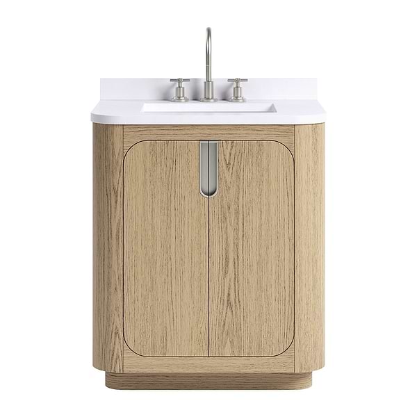 TileBar Studio Vanities Corbin Medium Ash 30" Single Vanity with White Quartz Top