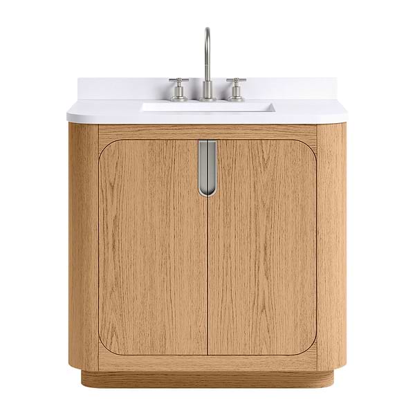 Corbin Medium Ash 36" Single Vanity with White Quartz Top by TileBar Studio Vanities, View 2, open zoomed image