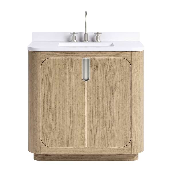 TileBar Studio Vanities Corbin Medium Ash 36" Single Vanity with White Quartz Top
