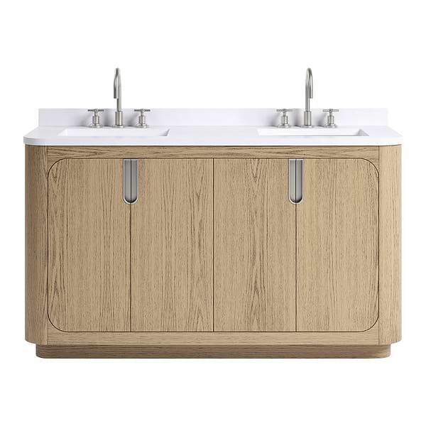 TileBar Studio Vanities Corbin Medium Ash 60" Double Vanity with White Quartz Top