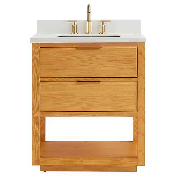 Dayton Woodgrain 30" Single Vanity with Pure White Quartz Top