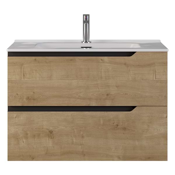 Duo Blonde Wood 32" Single Vanity with Integrated White Ceramic Top
