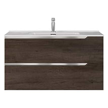 Duo Weathered Oak 40" Single Vanity with Integrated White Ceramic Top
