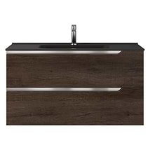Duo Weathered Oak 40" Single Vanity with Integrated Black Ceramic Top