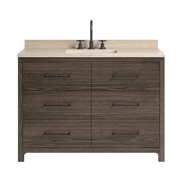TileBar Studio Vanities Edison Espresso Oak 48" Single Vanity with Romano Travertine Top