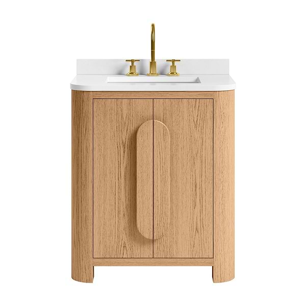Harper Medium Ash 30" Single Vanity with White Quartz Top by TileBar Studio Vanities, View 2, open zoomed image