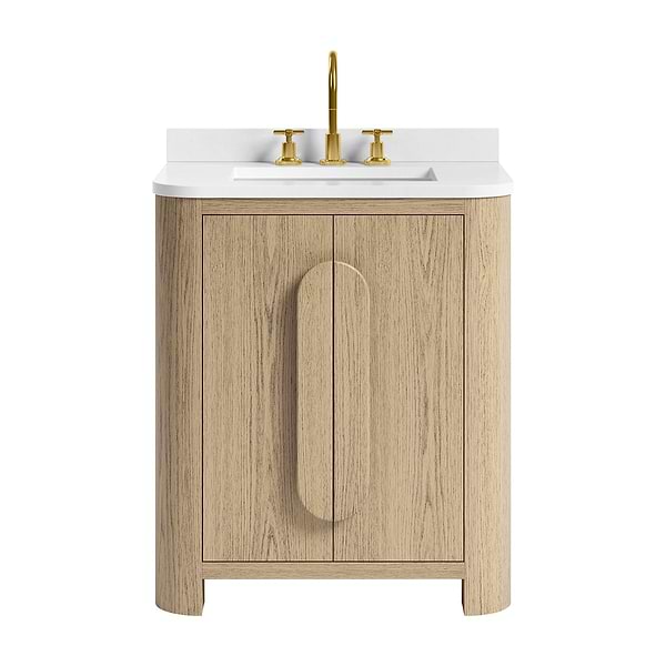 Harper Medium Ash 30" Single Vanity with White Quartz Top by TileBar Studio Vanities, View 2, open zoomed image