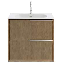 Kora Art Faux Fluted 24" Single Vanity with Integrated White Ceramic Top & Silver Handles
