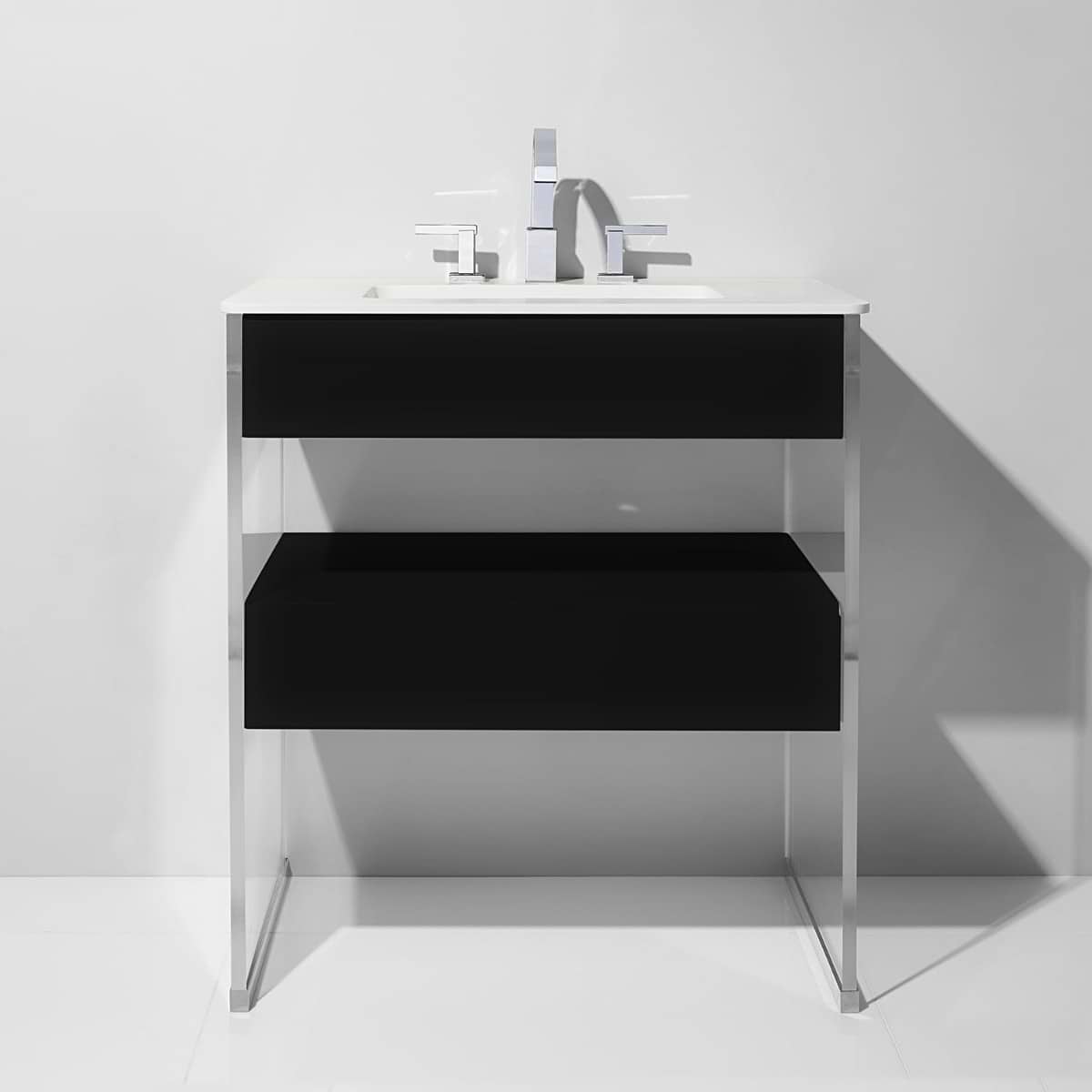 Lucite 36" Black Gloss Vanity and Counter