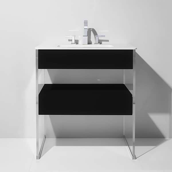 Lucite 36" Black Gloss Vanity and Counter