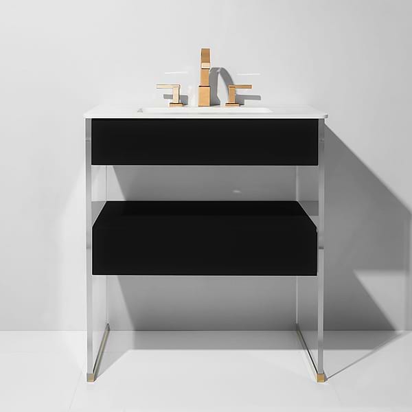 Lucite 36" Black Gloss Vanity and Counter