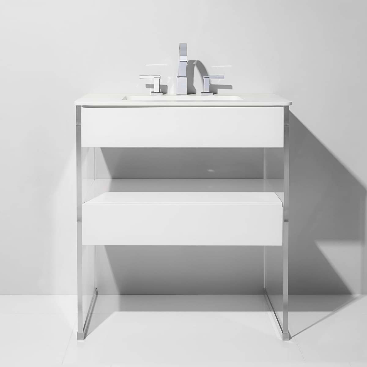 Lucite 36" White Gloss Vanity and Counter
