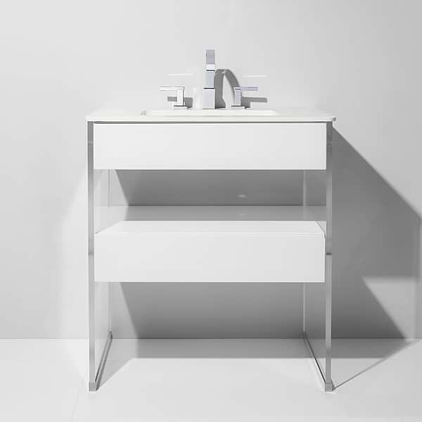 Lucite 36" White Gloss Vanity and Counter
