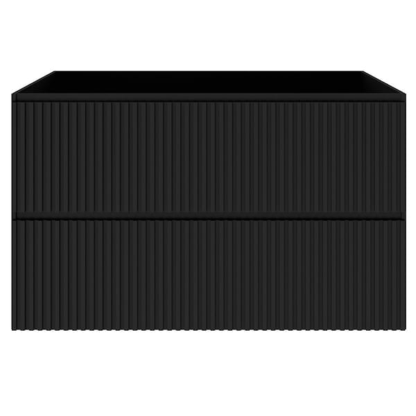 Linear Black 36" Single Vanity with Integrated White Solid Surface Top