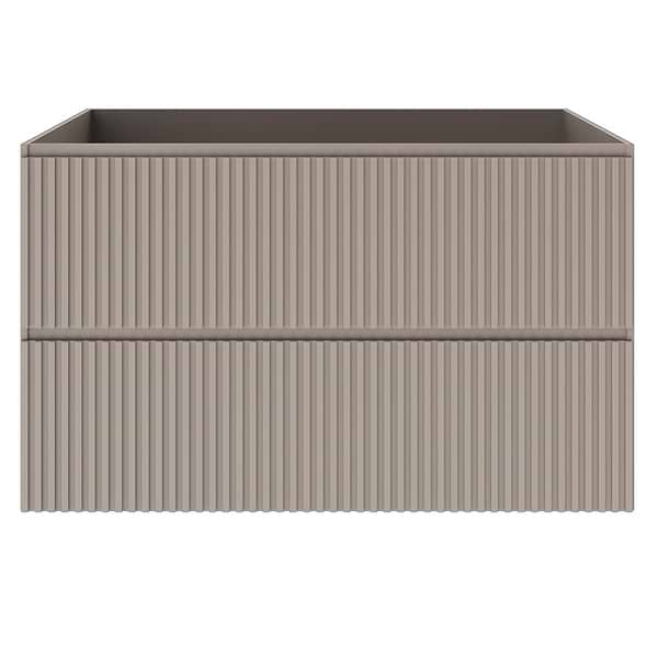 Linear Taupe 36" Single Vanity with Integrated White Solid Surface Top