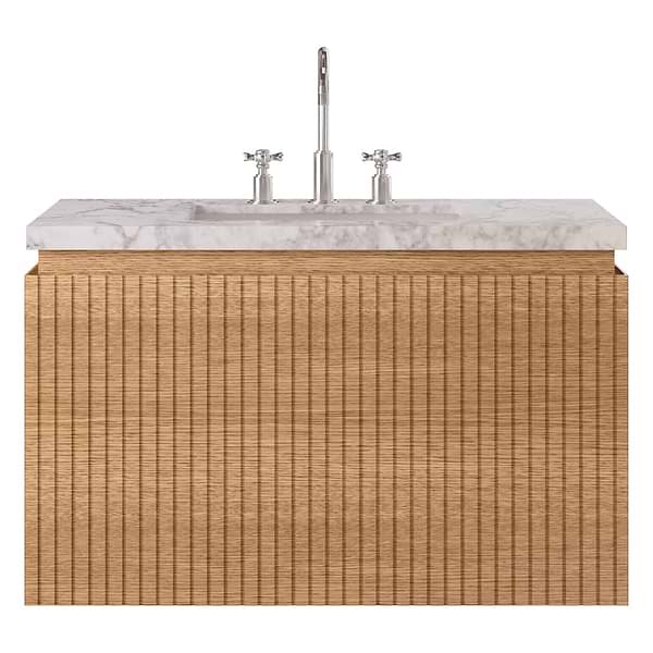 Melrose White Ash 36" Single Vanity with Carrara Marble Top