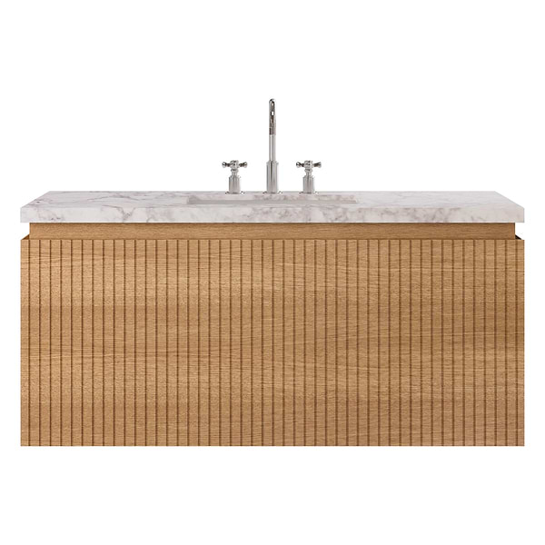 Melrose White Ash 48" Single Vanity with Carrara Marble Top