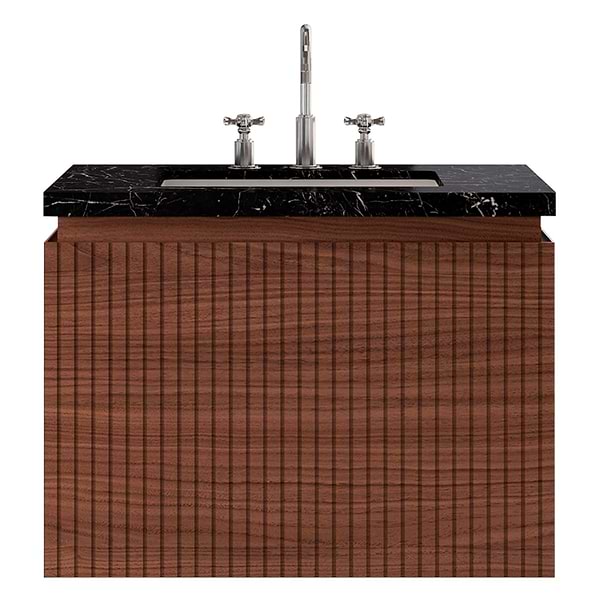 Melrose Walnut 30" Single Vanity with Nero Marquina Marble Top