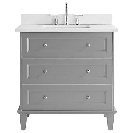 Nora Gray 36" Single Vanity with Pure White Quartz Top