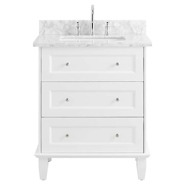 Nora White 30" Single Vanity with Carrara Marble Top