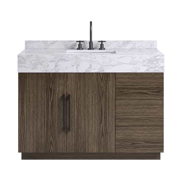 TileBar Studio Vanities Orville Espresso Oak 48" Single Vanity with Carrara Marble Top