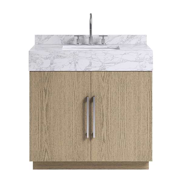 TileBar Studio Vanities Orville Greige Ash 36" Single Vanity with Carrara Marble Top
