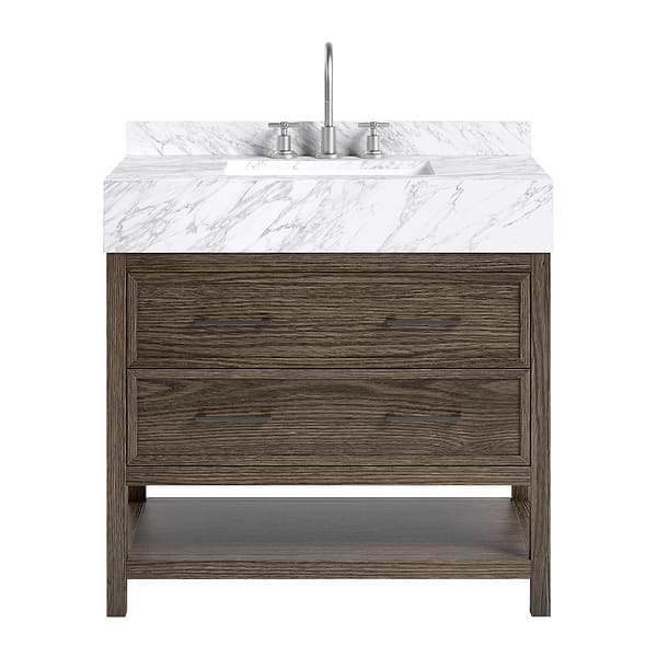 TileBar Studio Vanities Rowan Espresso Oak 36" Single Vanity with Carrara Marble Top