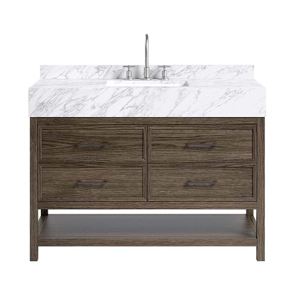 TileBar Studio Vanities Rowan Espresso Oak 48" Single Vanity with Carrara Marble Top
