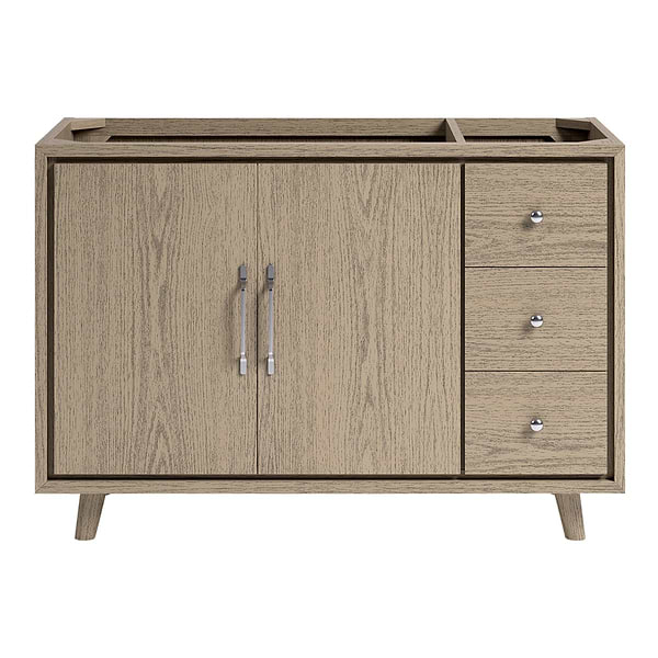 Setton Greige Ash 48" Single Vanity without Top by TileBar Studio Vanities, View 2, open zoomed image