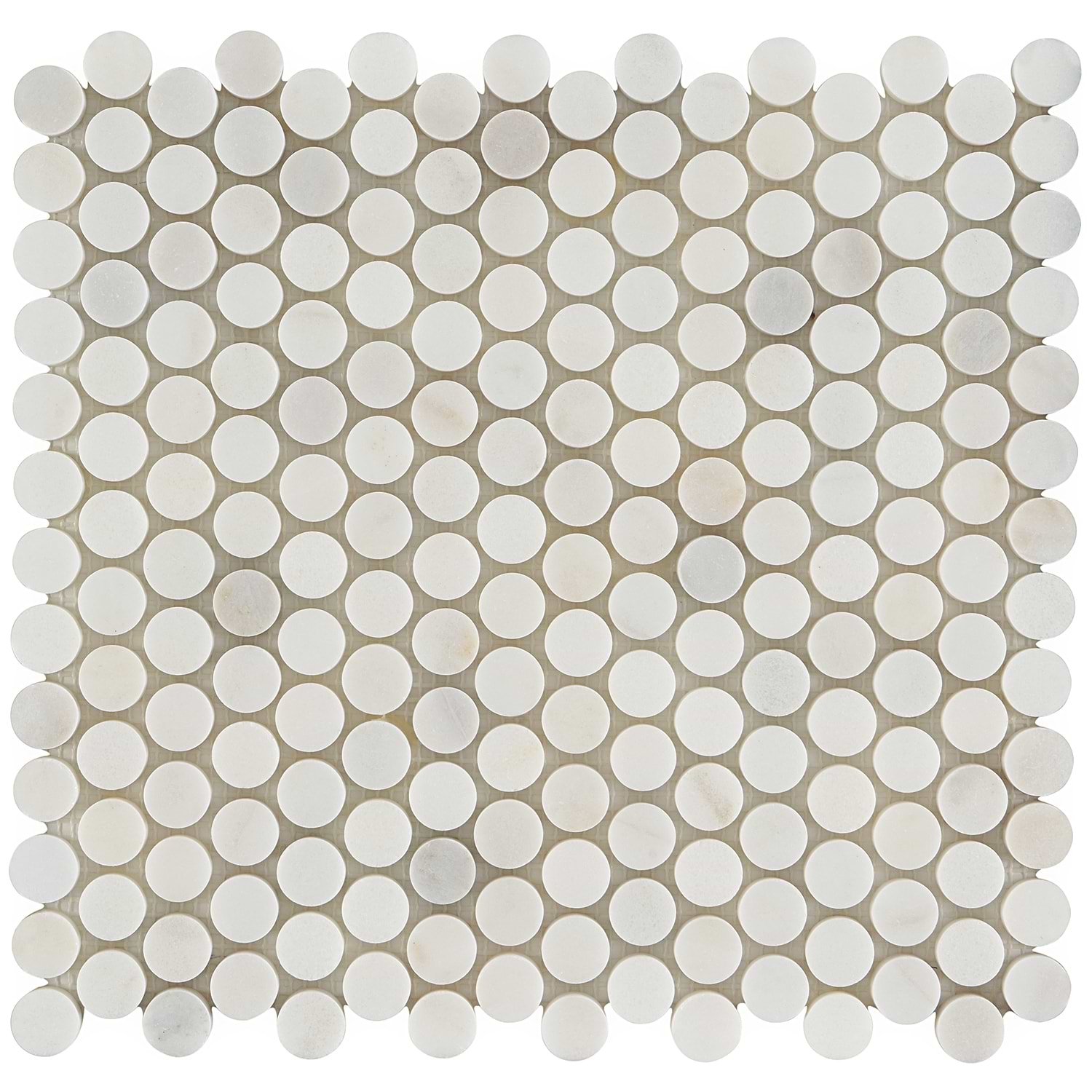 White Jade 1" Polished Marble Penny Round Mosaic Tile