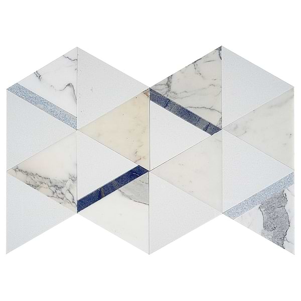 Tres Calacatta Azul 6x7 Polished Marble Mosaic Tile