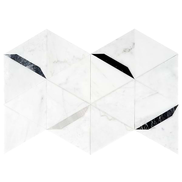 Tres Grigio 5x6 Polished Marble Mosaic Tile