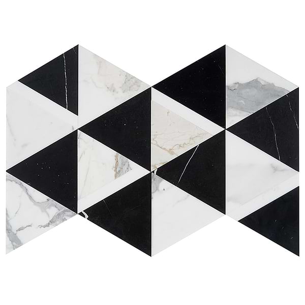Tres Gris Nero 6x7 Polished Marble Mosaic Tile