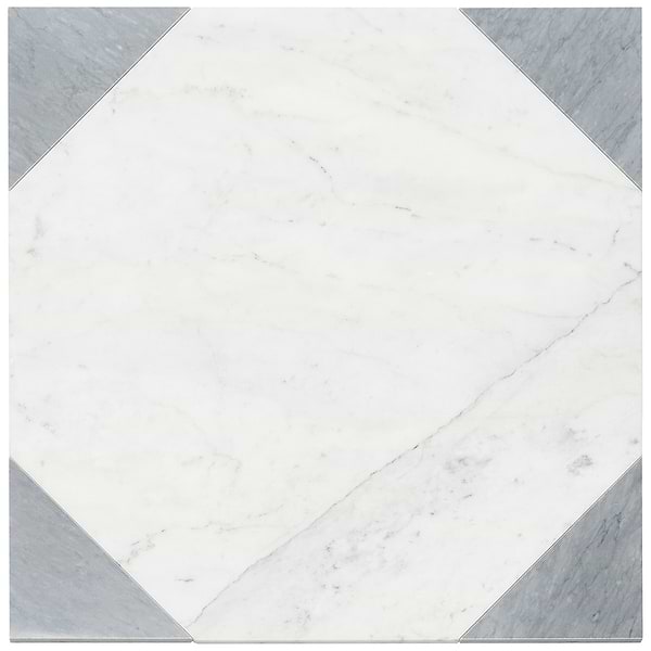 Cadre Giotto Carrara and Italian Gray 20x20 Polished Marble Mosaic Tile