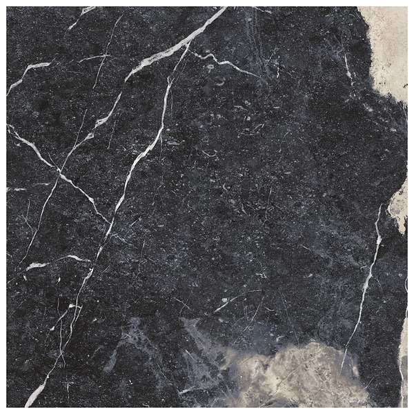 Autograph Noir Sabbia Black 48x48 Marble Look Satin Porcelain Tile