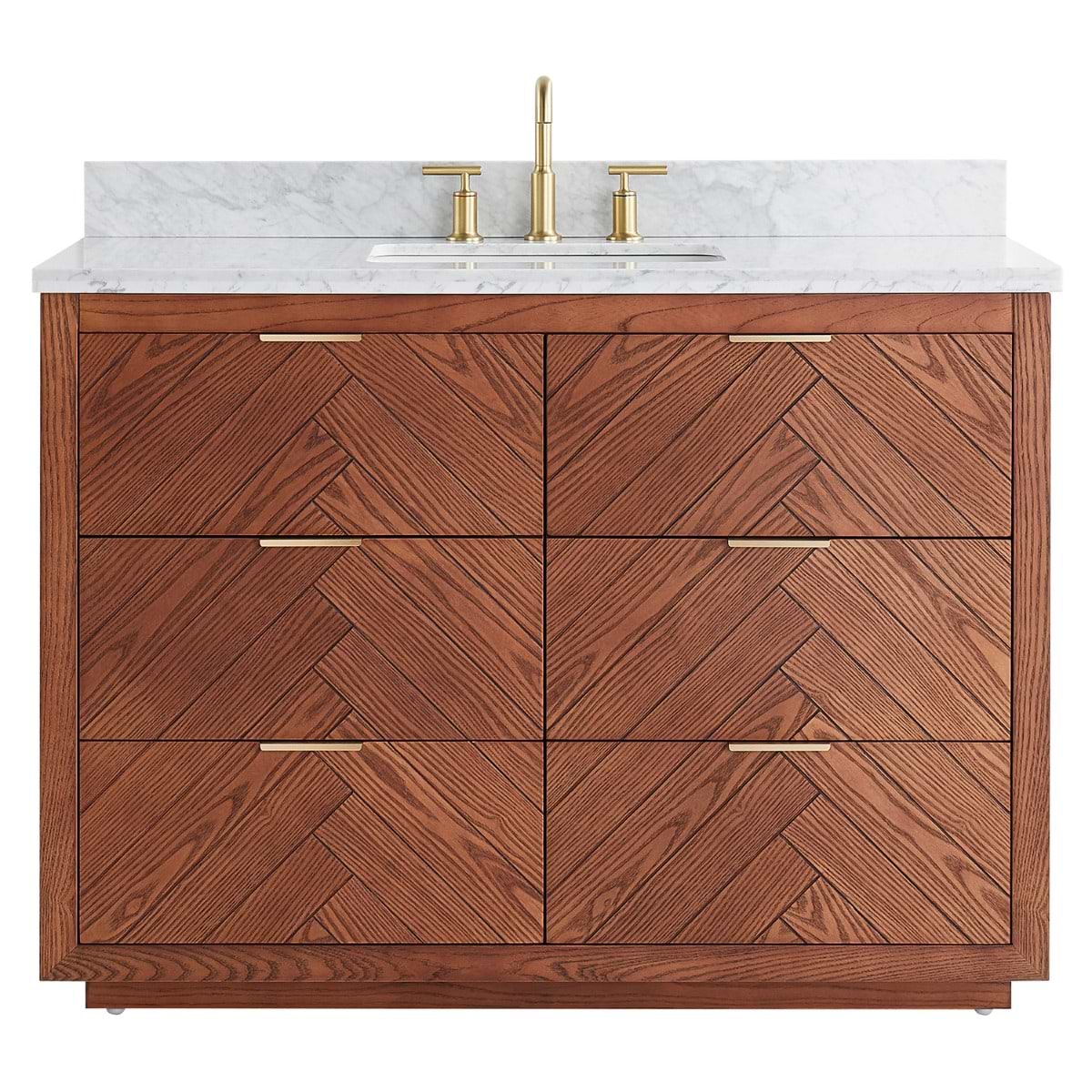 Marilyn Woodgrain 48" Single Vanity with Carrara Marble Top