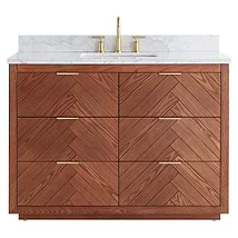 Marilyn Woodgrain 48" Single Vanity with Carrara Marble Top