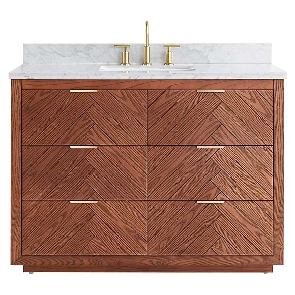 Marilyn Woodgrain 48" Single Vanity with Carrara Marble Top