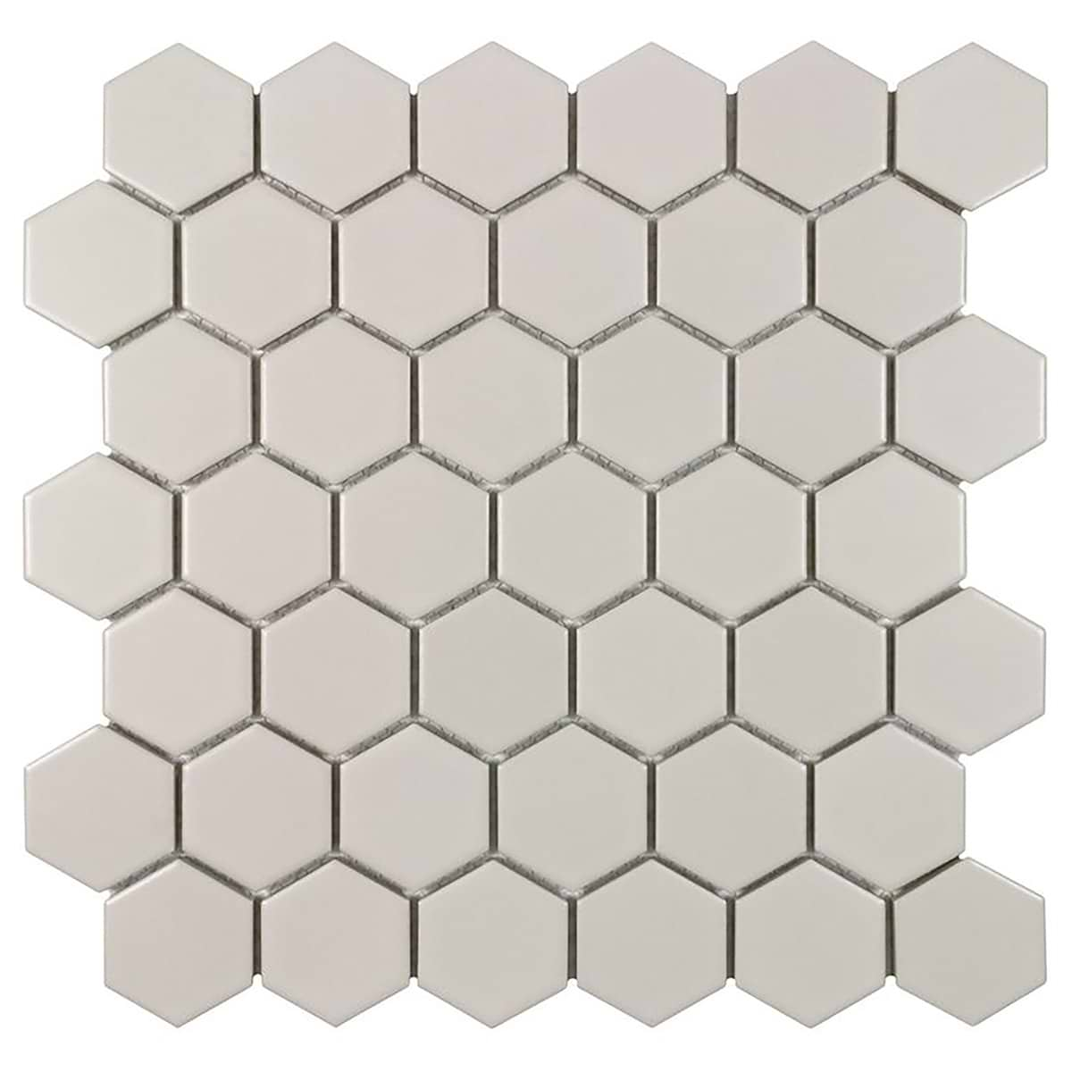 Serenity Taupe Gray  2" Hexagon Matte Porcelain Mosaic Tile