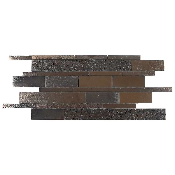 Magma Ledger Bronze Polished Lava Stone Mosaic Tile