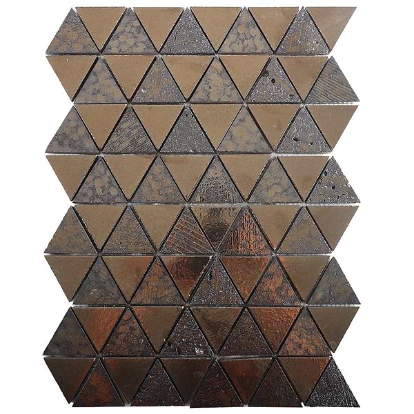 Magma Triangles Bronze 2" Polished Lava Stone Mosaic Tile