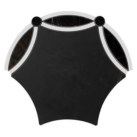 Celine Nero Polished Black Marble and Pearl Mosaic Tile