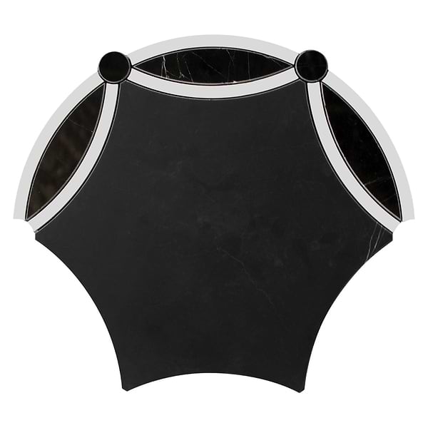 Celine Nero Polished Black Marble and Pearl Mosaic Tile