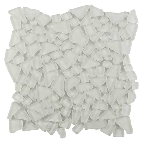 Fiji Arctic White Frosted Matte Glass Mosaic Tile