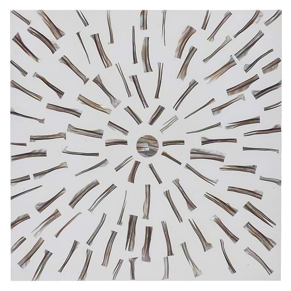 Estee Golden White 12x12 Polished Pearl Inlay and Cement Tile