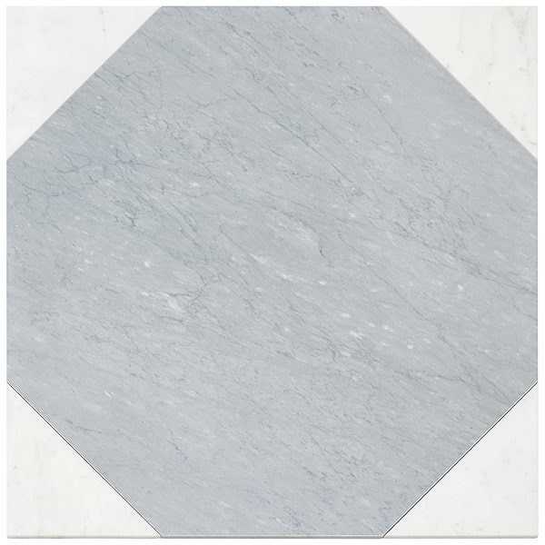 Cadre Giotto Carrara and Italian Gray 20x20 Polished Marble Mosaic Tile