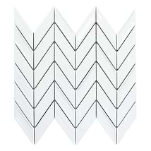 Brookline Chevron Cloud White 1x5 Glossy Ceramic Mosaic Tile