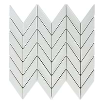 Brookline Chevron Mushroom Gray 1x5 Glossy Ceramic Mosaic Tile